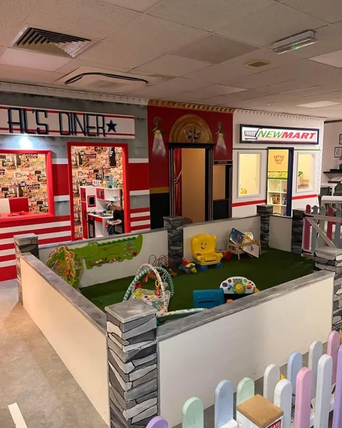 Al’s Diner and Newmart on our miniature street